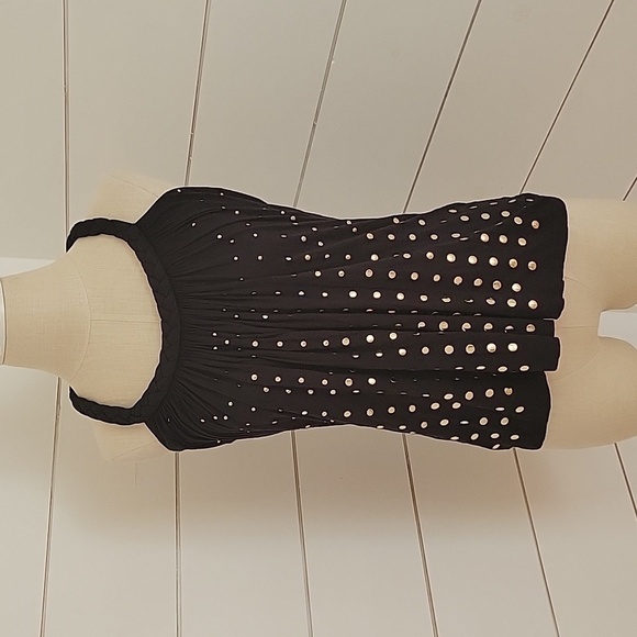 VENUS small black tank with rope like back and gold adornments - Picture 1 of 5